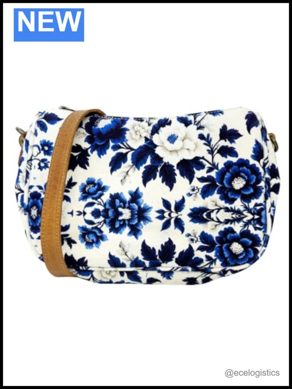 Upcycled Canvas Floral Crossbody Purse with Leather Accents